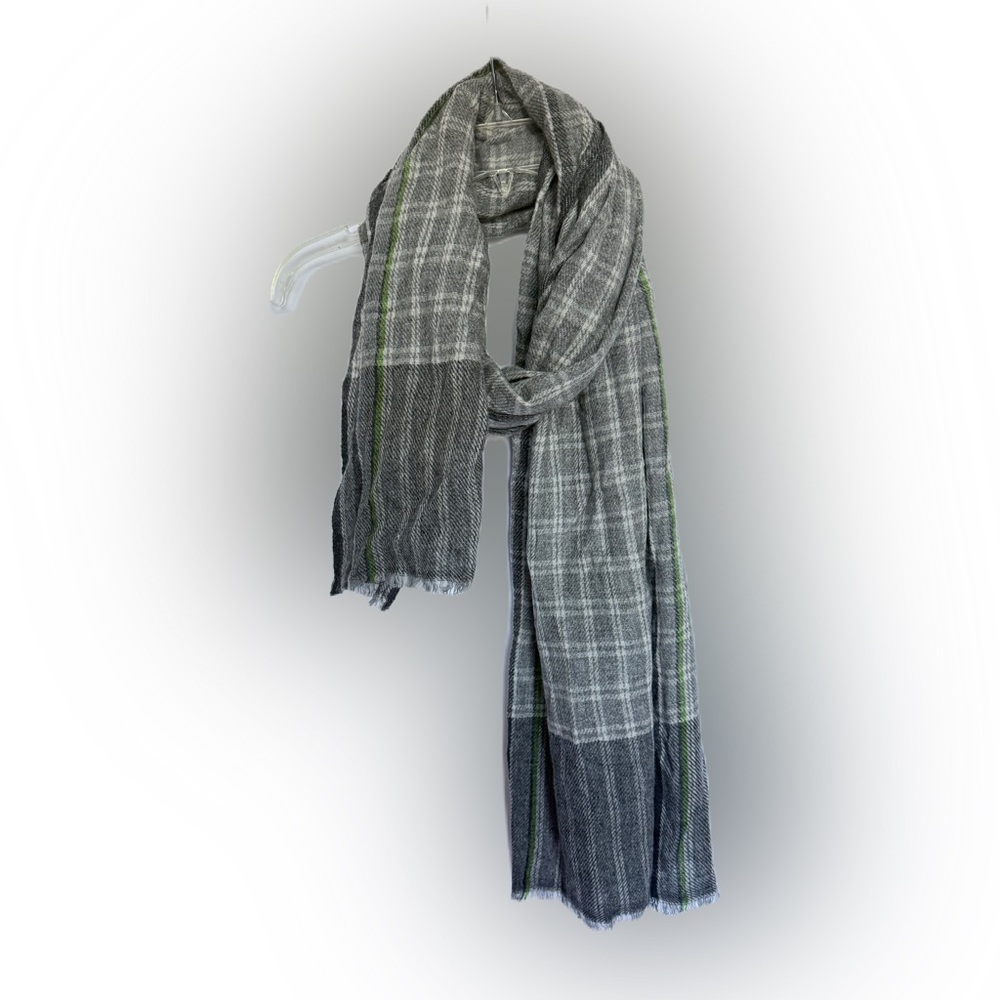 Inoui Toosh Grey Scarf Long Wool Cashmere Blend New